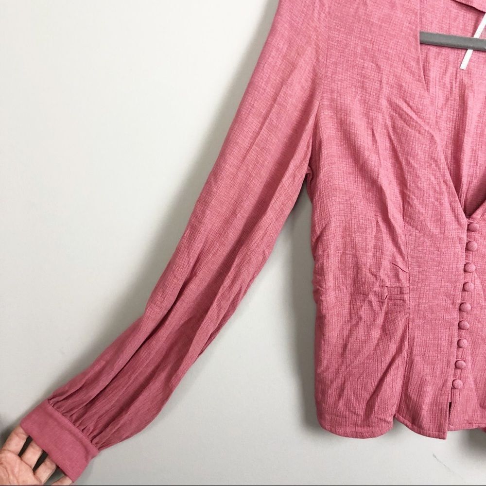 FREE PEOPLE | Maise Top Rose Pink Blouson Long Sleeves XS - Picture 6 of 12